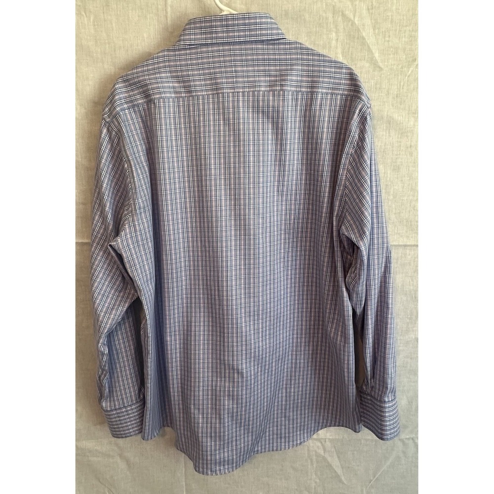 Twillory Safe Cotton Men's 17.5 34/35 Tailored Fit Blue Plaid Button Down  NWOT - Picture 2 of 10